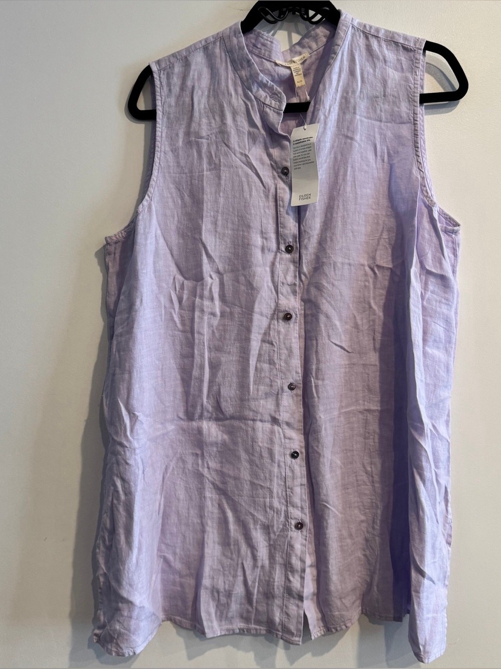 Eileen Fisher Organic Handkerchief Linen Purple Lavender Sleeveless Top